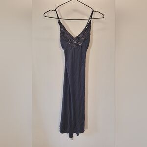 Baby Phat Vintage Y2k Black Sequins Midi Dress Open Back - Xs